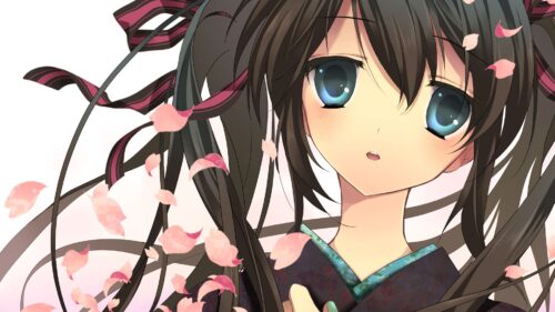 Mikuina Kimono, Girl, Brunette, Petals 500+ Wallpaper ideas For Today