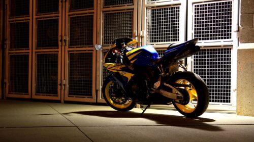 Motorcycle, Backyard, Night Download Free HD Wallpapers For Desktop