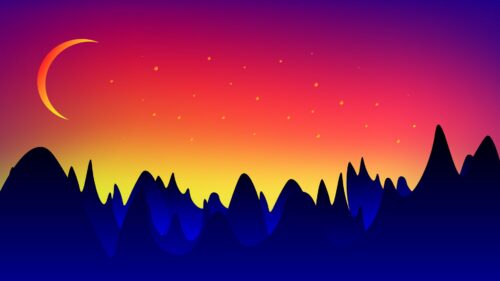 Mountains, Moon, Landscape, Vector Free HD Wallpapers Download