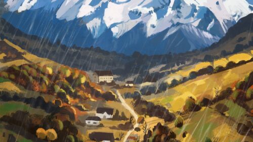 Mountains, Valley, Houses Free HD Wallpapers Download