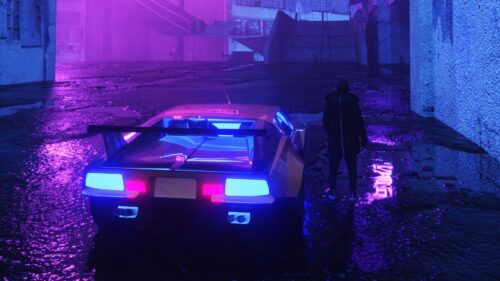 Neon Car, Silhouette Wallpapers Free Download