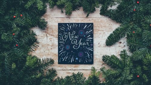 New Year, Postcard, Branches, Spruce Wallpapers Free Download
