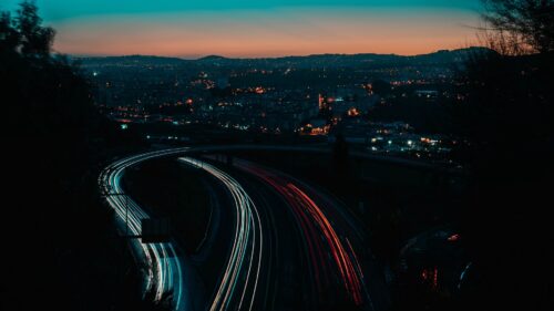Night City, Long, Exposure, Road Wallpapers Free Download
