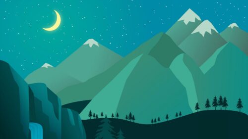 Night Moon, Waterfall Wallpapers Free Download