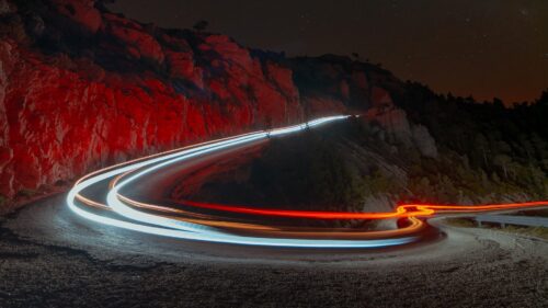 Night, Mountains, Road Wallpapers Free Download