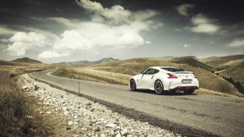 Nissan 370z Road, White, Side View Wallpapers Free Download