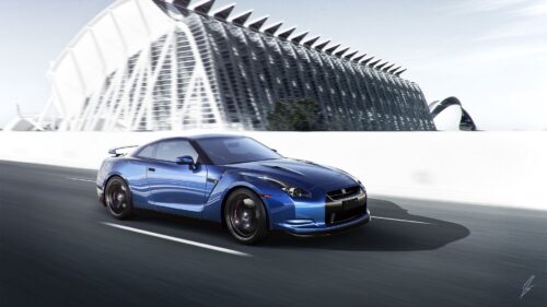 Nissan Gtr, Blue, Side View, Speed Wallpapers Free Download
