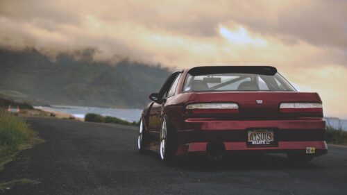 Nissan Silvia, Red, Rear View Wallpapers Free Download