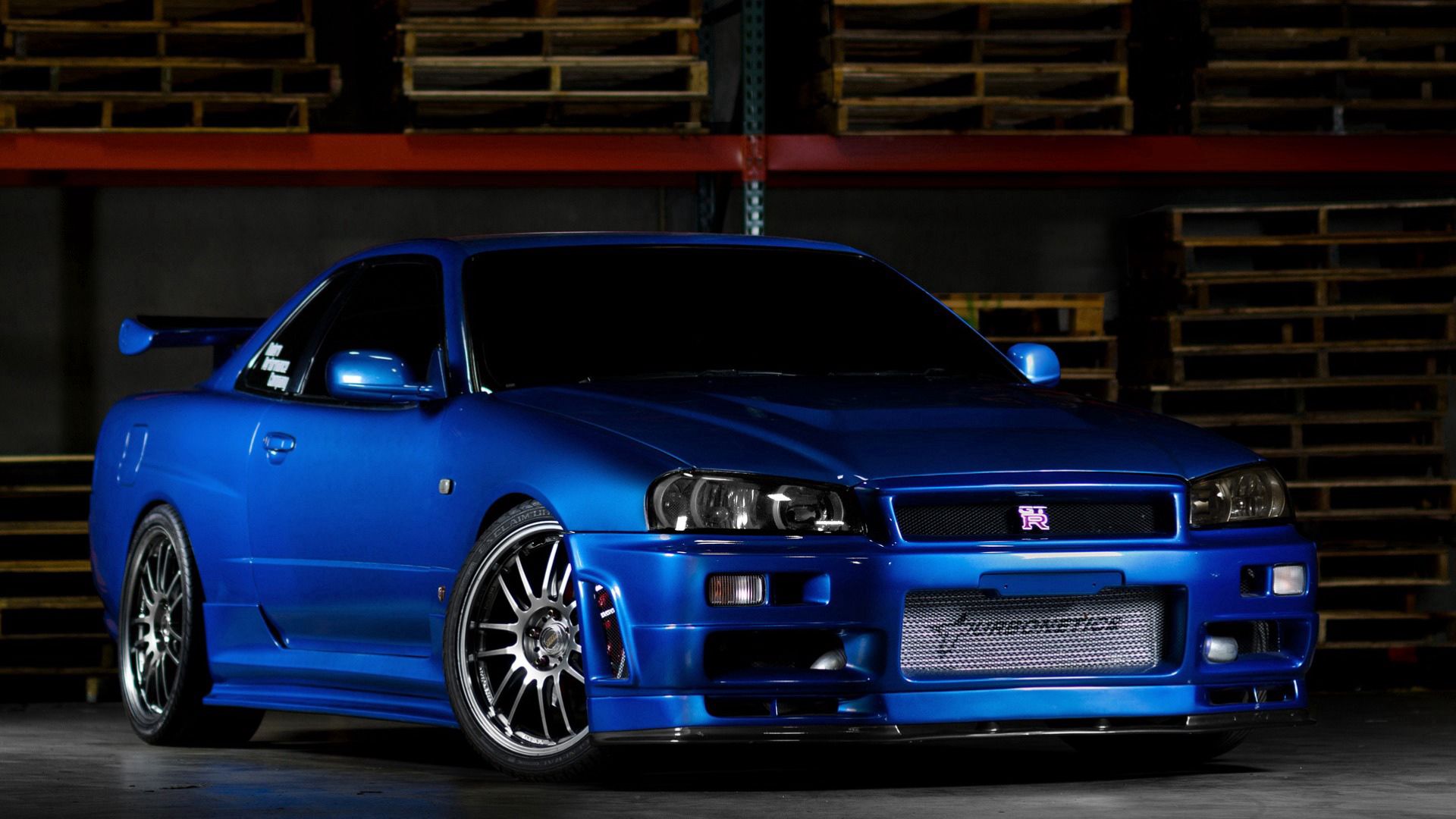 Nissan Skyline Gtr R34 Blue Front View Wallpapers Free Download Desktop Wallpapers