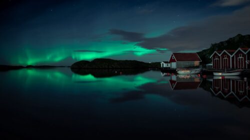 Northern, Lights, Building, Night Wallpapers Free Download