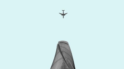 Plane, Skyscraper, Minimalism Wallpapers Free Download