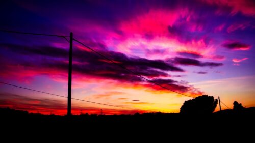 Post, Wires, Sunset, Sky, Clouds HD Wallpapers Free Download