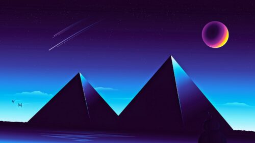 Pyramids, Starry, Sky, Night HD Wallpapers Free Download