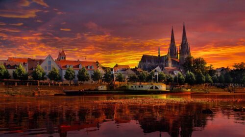 Regensburg, Germany, Sunset HD Wallpapers Free Download
