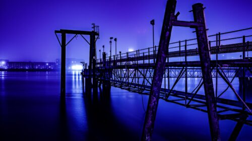 River, Construction, Night HD Wallpapers Free Download