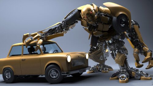 Robot, Car, Wreck Wallpapers Free Download