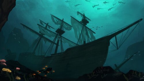 Ship, Diver, Fish Wallpapers Free Download