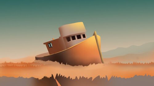 Ship, Ruins, Grass Wallpapers Free Download