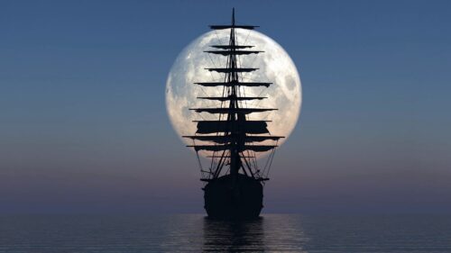 Ship, Sea, Sunset, Moon Wallpapers Free Download