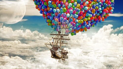 Ship, Sky, Balloons Wallpapers Free Download