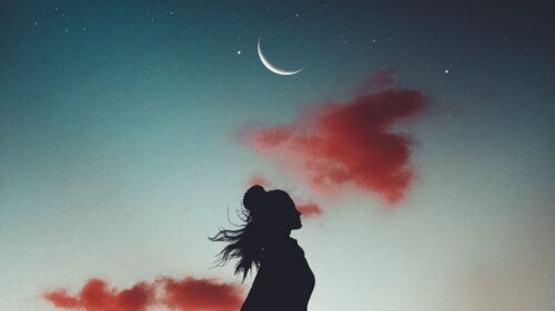 Silhouette, Girl, Moon Wallpapers Free Download