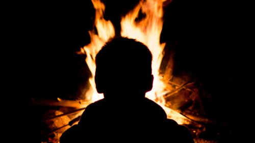 Silhouette, Man, Fire Wallpapers Free Download