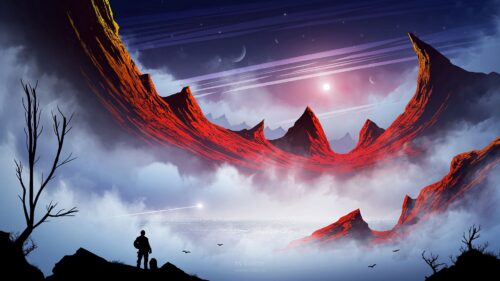 Silhouette, Mountains, Fog Wallpapers Free Download