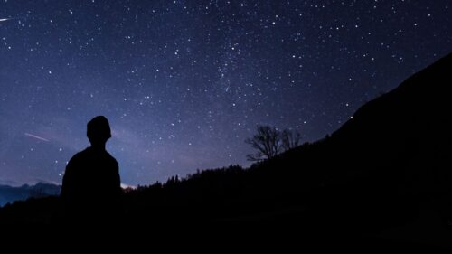 Silhouette, Starry, Sky, Man, Night Wallpapers Free Download