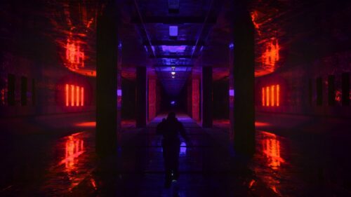 Silhouette, Tunnel, Neon Wallpapers Free Download
