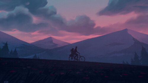 Silhouettes, Bike, Night Wallpapers Free Download
