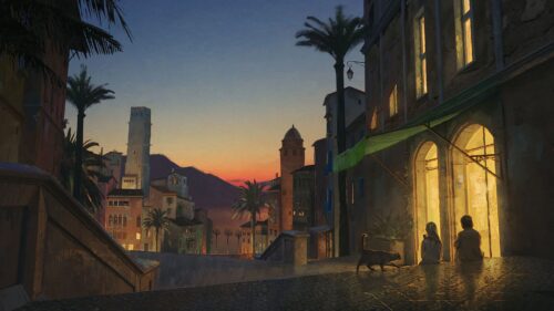 Silhouettes, Cat, Street Wallpapers Free Download