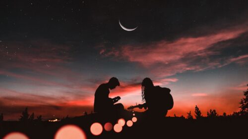 Silhouettes, Couple, Guitar Wallpapers Free Download