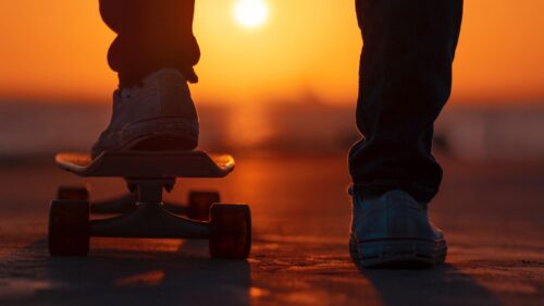 Skateboard, Legs, Sunset 4K Desktop Wallpapers Free Download