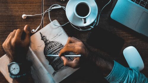 Sketch, Drawing, Headphones 4K Desktop Wallpapers Free Download