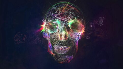 Skull, Abstract, Bright, Background 4K Desktop Wallpapers Free Download