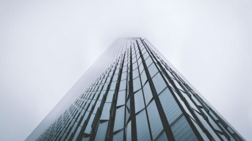 Skyscraper, Building, Fog 4K Desktop Wallpapers Free Download