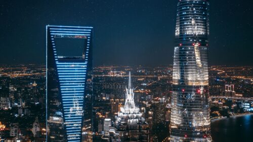 Skyscrapers, Night, City 4K Desktop Wallpapers Free Download