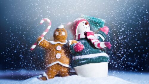 Snowman, Candy, Cookies, Holiday 4K Desktop Wallpapers Free Download