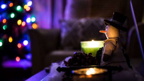Snowman, Christmas, Candles 4K Desktop Wallpapers Free Download