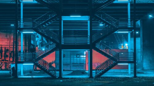 Stairs, Night, Neon Wallpapers Free Download