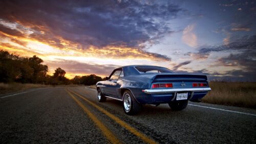 Sunset, Road, Camaro Wallpapers Free Download
