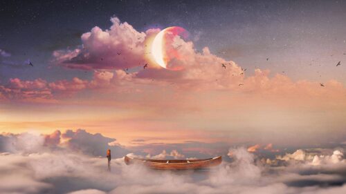 Surrealism, Boat, Clouds Wallpapers Free Download