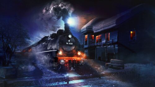 Train, Art, night Wallpapers Free Download