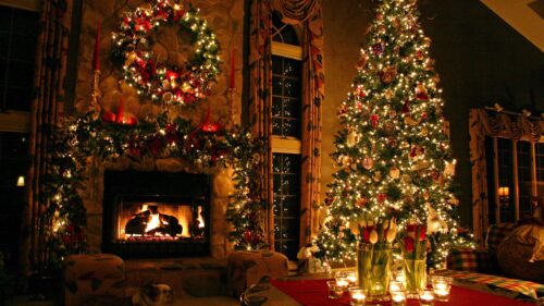 Tree, House, New Year, Celebration Wallpapers Free Download