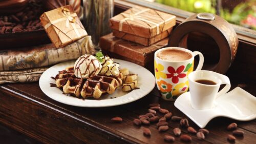 Waffles, Coffee, Dessert, Ice Cream Full HD Wallpapers Free Download