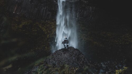 Waterfall, Human, Rock HD Wallpapers Free Download