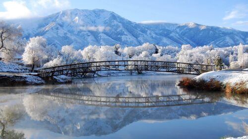 Winter, Bridge, Landscape HD Wallpapers Free Download