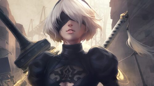 Stunning 2B Nier Automata 4K Gaming Wallpaper for Desktop PC – High Quality Landscape Background