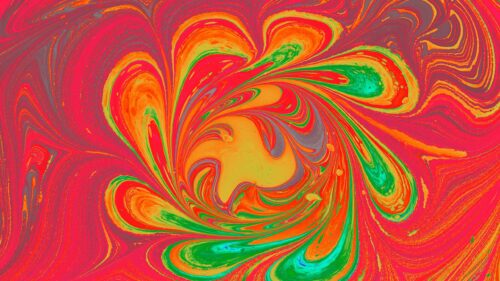 Vibrant Abstract Fluid Art Swirls in Electric Neon Colors 4K Wallpaper