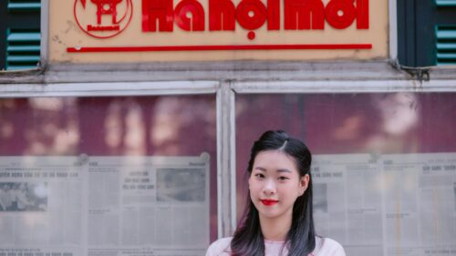 Beautiful Young Asian Woman in Hanoi Vietnam Desktop Wallpaper